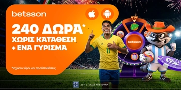 Offer Card Image for ⚽Betsson: Προσφορά* με 240 δώρα* χωρίς κατάθεση + ένα Γύρισμα στον Τροχό!🏆